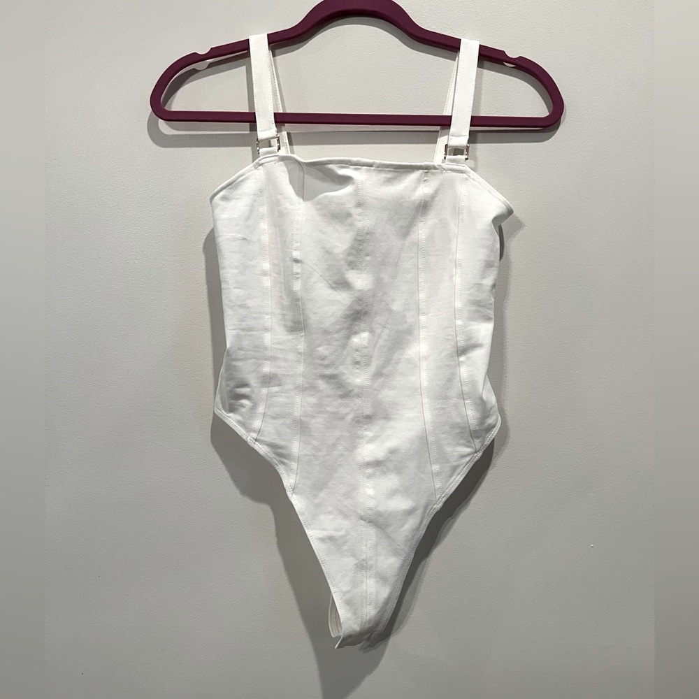 H&M White BodySuit with Gold Accent on Strap. Size S